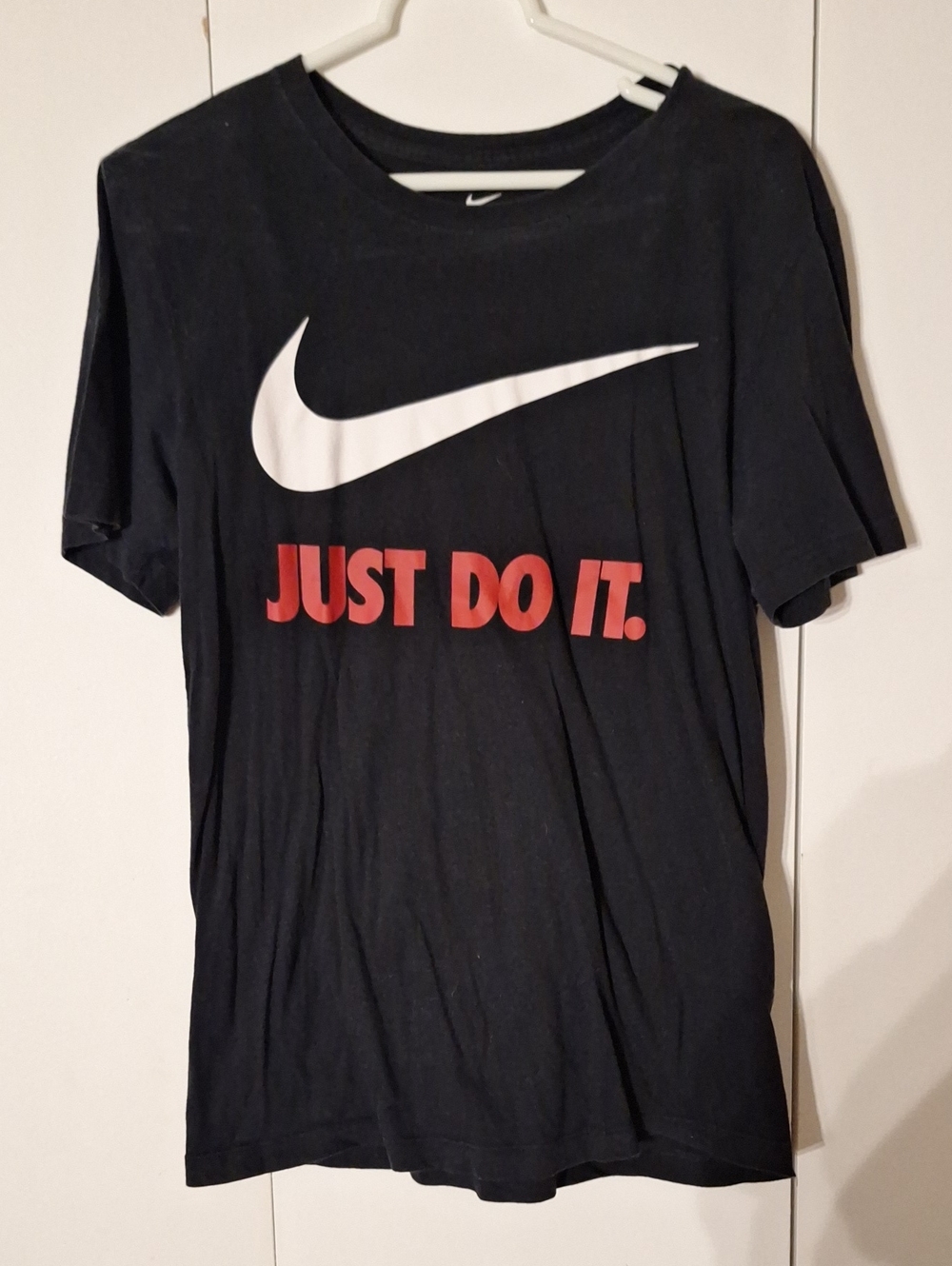 Nike Black T-Shirt with White Swoosh and Red "JUST DO IT."